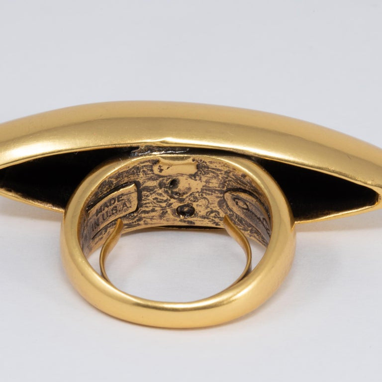 Oscar de la Renta Gold Wedge Cocktail Ring, Contemporary Statement Style
