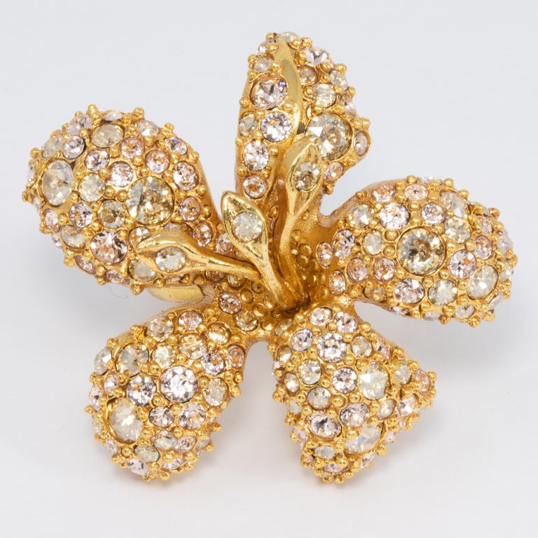 Oscar de la Renta Gold Poppy Flower Cocktail Statement Ring  Contemporary