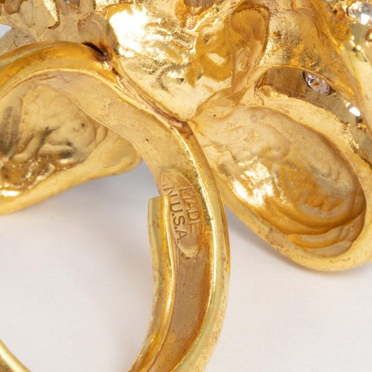 Oscar de la Renta Gold Poppy Flower Cocktail Statement Ring  Contemporary