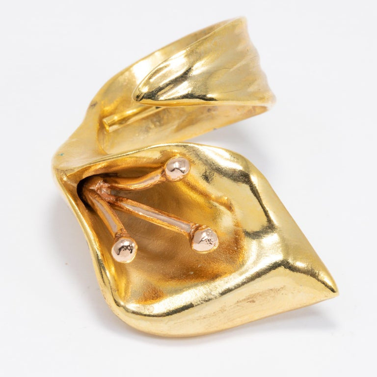 Oscar de la Renta Calla Lily Cocktail Statement Ring, Polished Gold