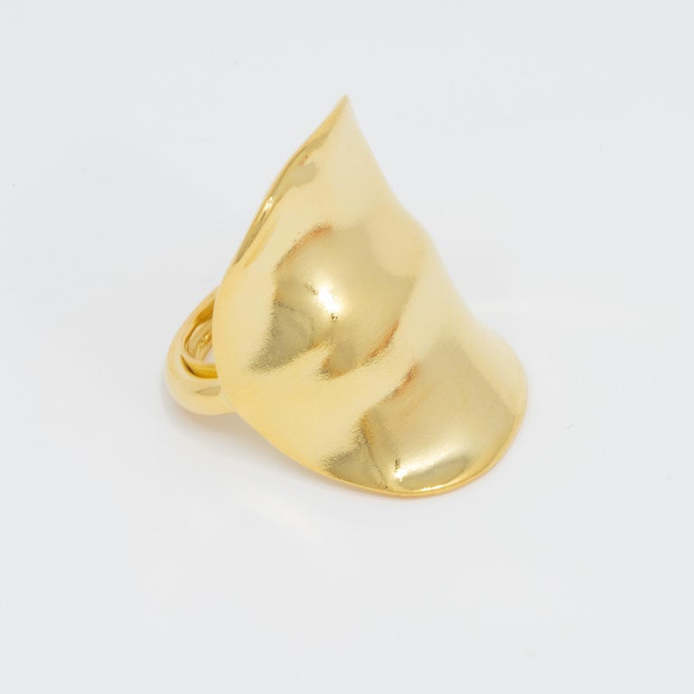 Kenneth Jay Lane Gold Polished Cocktail Statement Ring, KJL, Modern