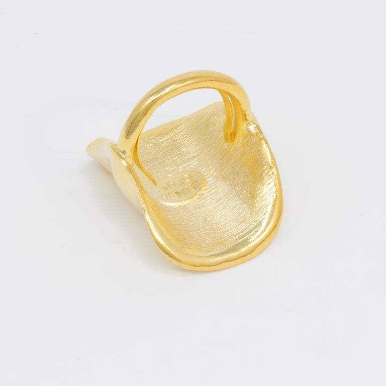 Kenneth Jay Lane Gold Polished Cocktail Statement Ring, KJL, Modern