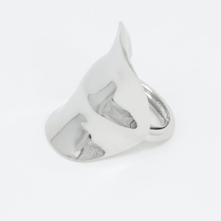 Kenneth Jay Lane Silver Polished Cocktail Statement Ring, KJL, Modern