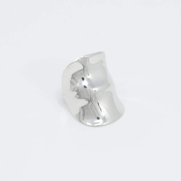 Kenneth Jay Lane Silver Polished Cocktail Statement Ring, KJL, Modern