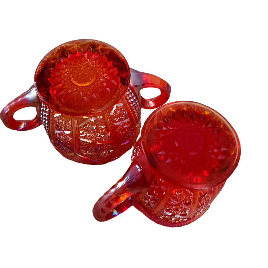 INDIANA GLASS Heirloom Sunset Carnival Creamer and Open Sugar Set
