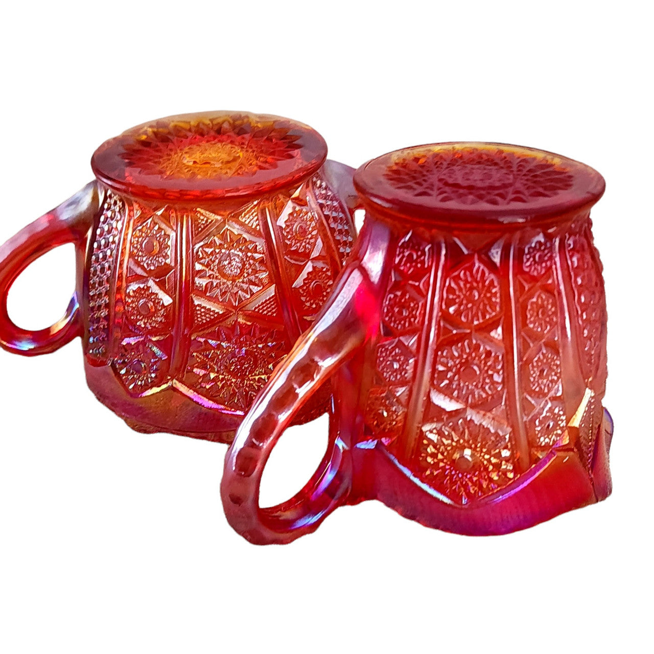 INDIANA GLASS Heirloom Sunset Carnival Creamer and Open Sugar Set
