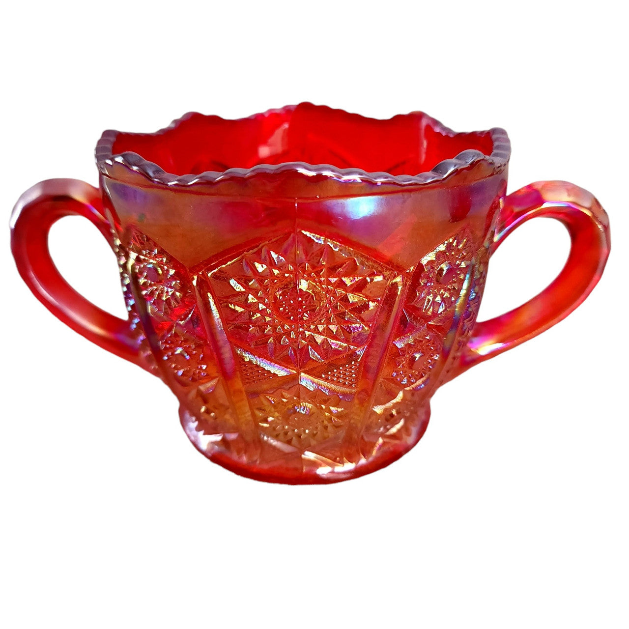 INDIANA GLASS Heirloom Sunset Carnival Creamer and Open Sugar Set