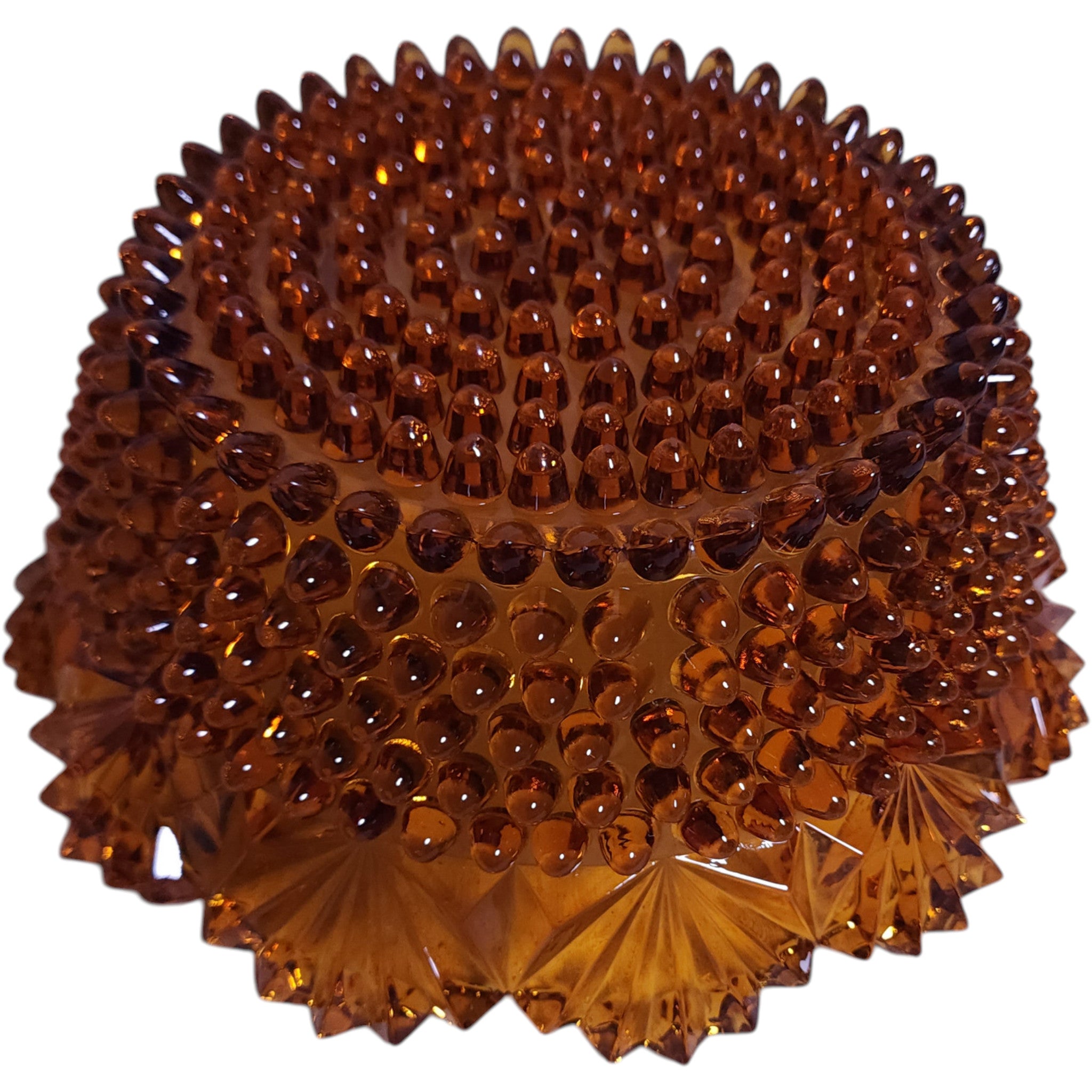 Imperial Glass Amber Hobnail 10.5" Round Bowl