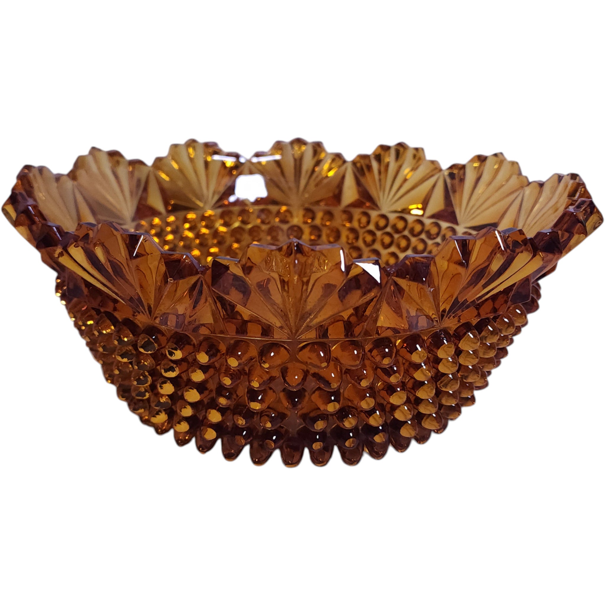 Imperial Glass Amber Hobnail 10.5" Round Bowl