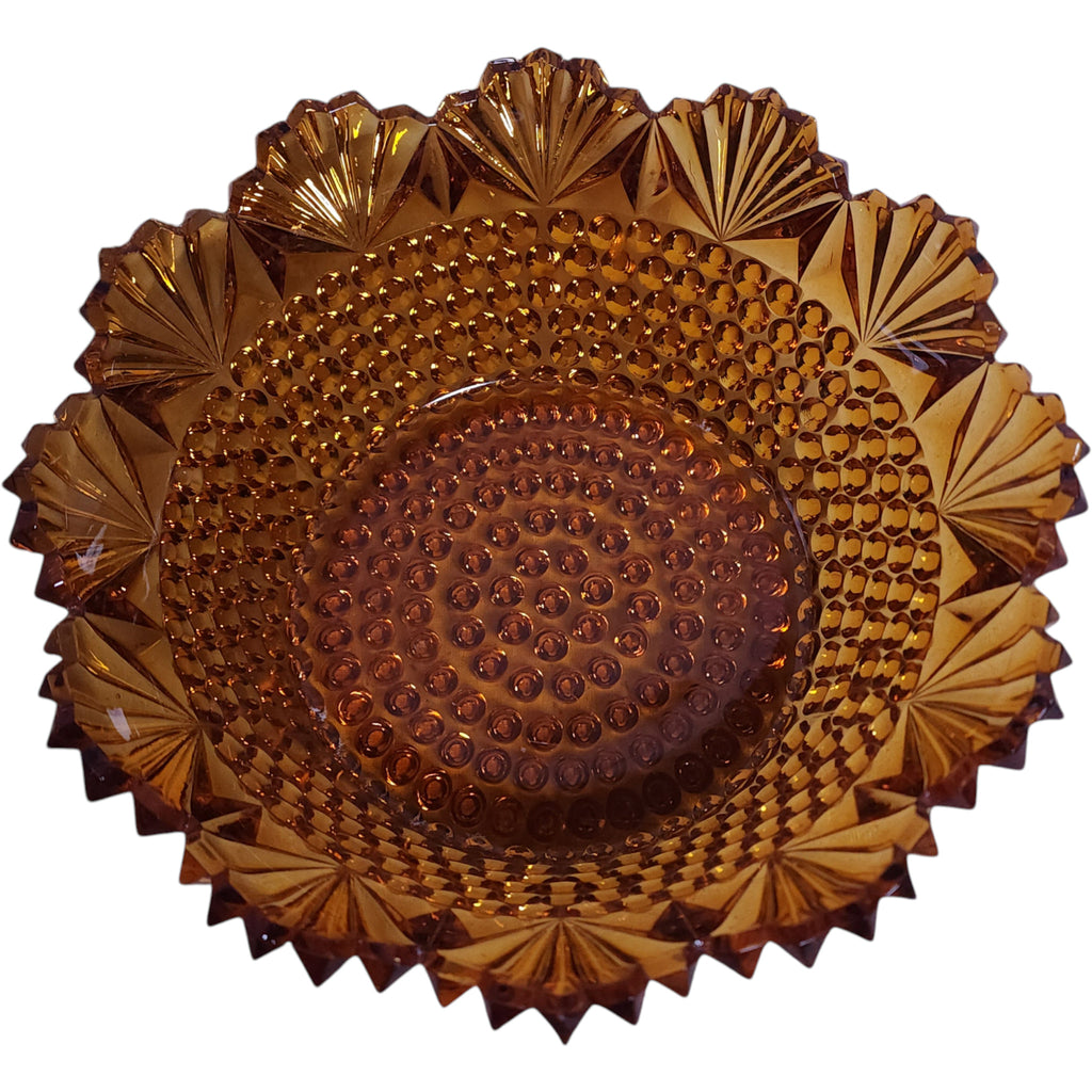Imperial Glass Amber Hobnail 10.5" Round Bowl