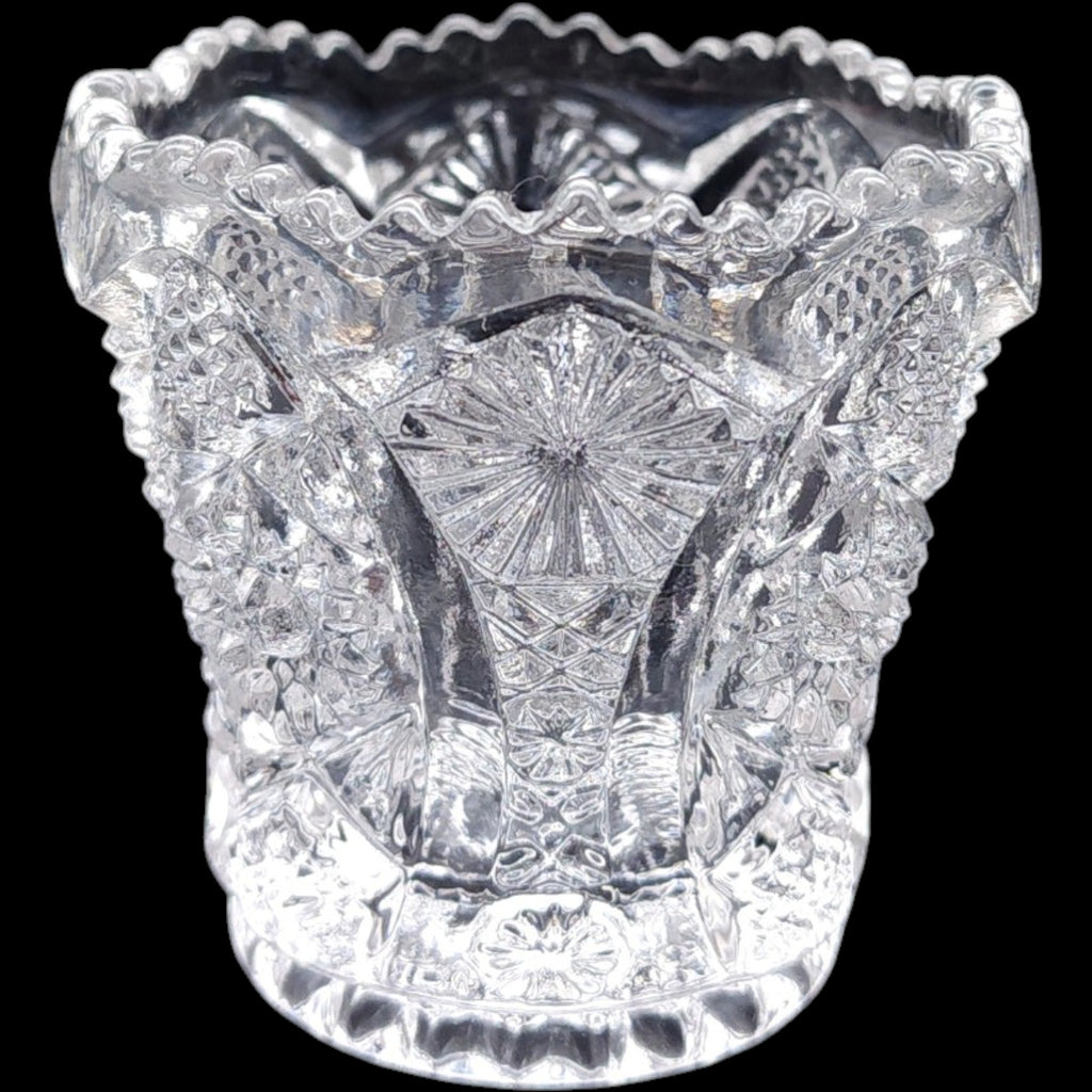 Imperial Glass Clear Daisy and Button Pattern Glass Toothpick Holder