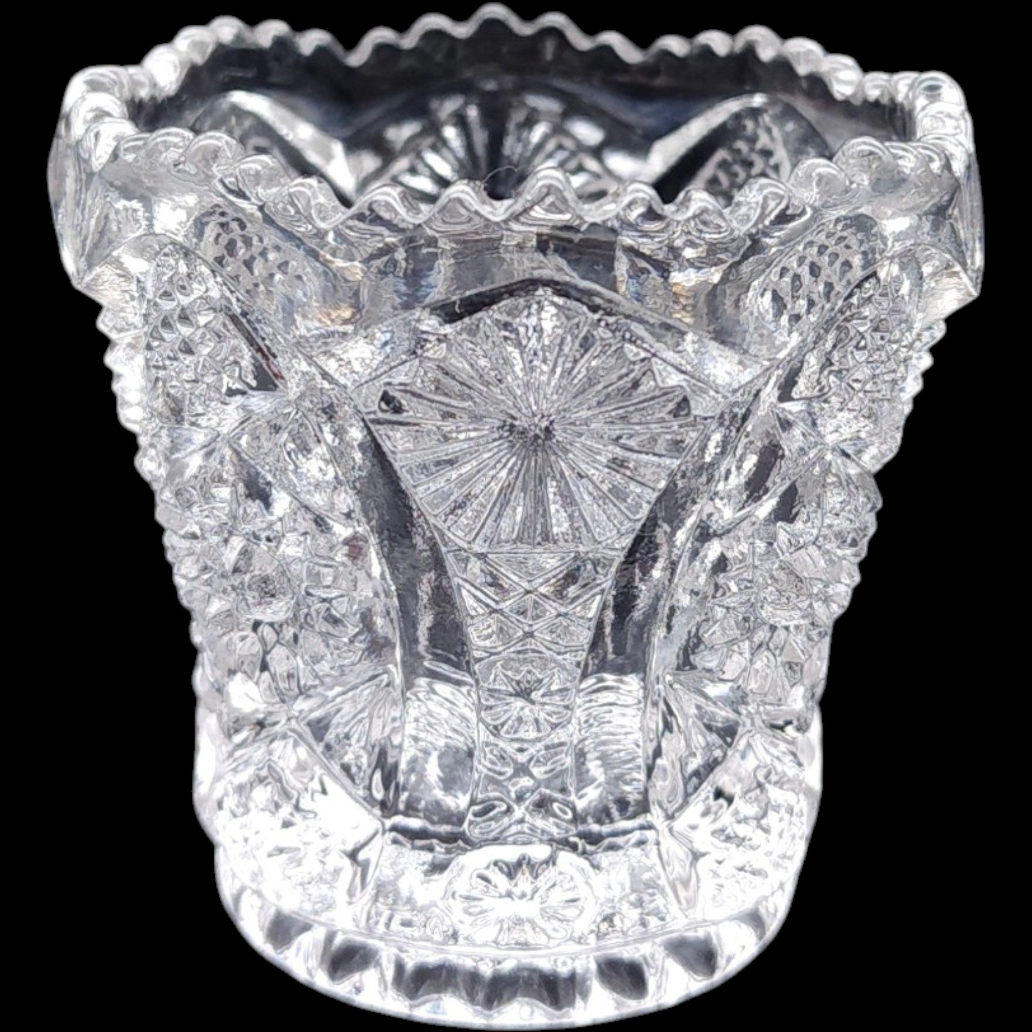 Imperial Glass Clear Daisy and Button Pattern Glass Toothpick Holder