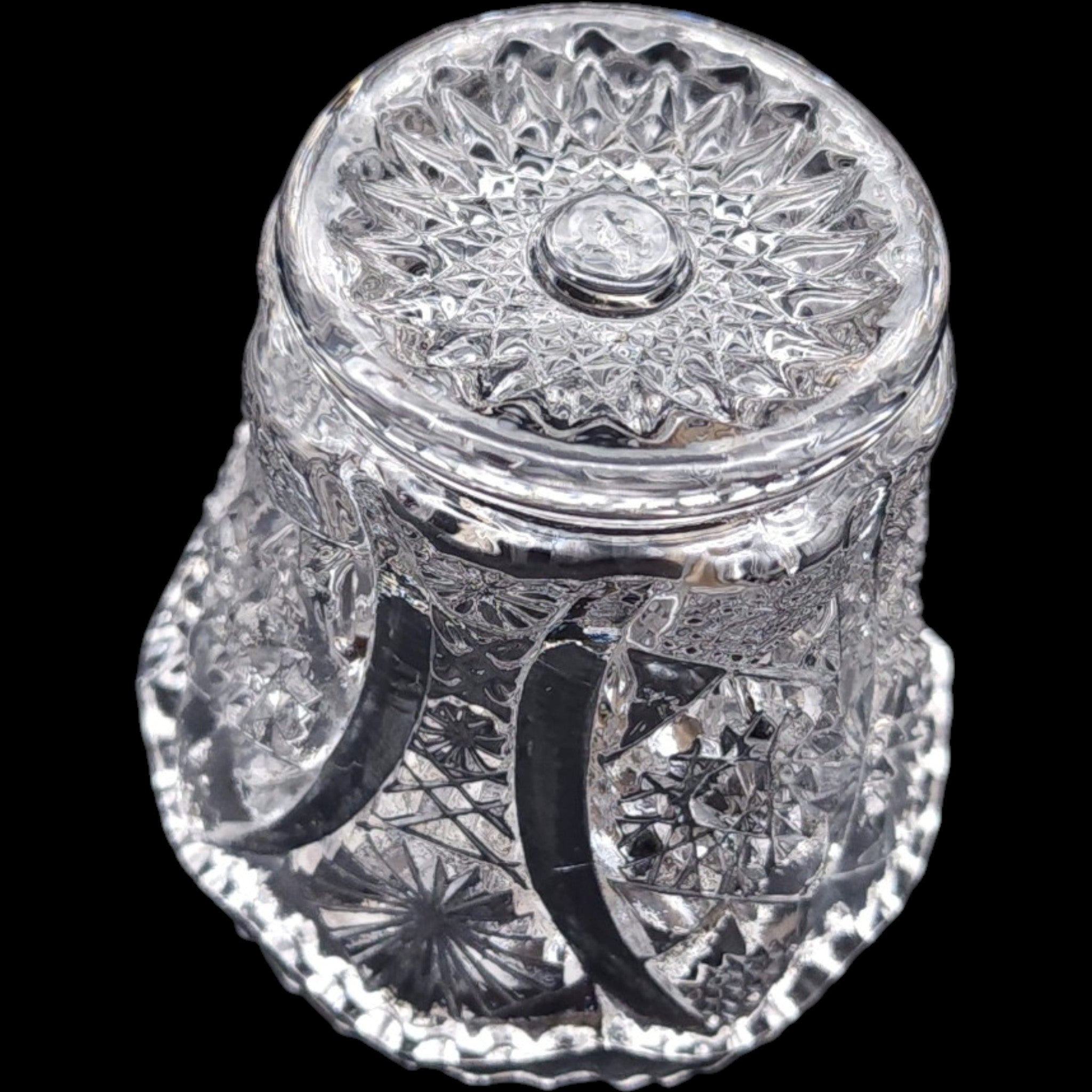 Imperial Glass Clear Daisy and Button Pattern Glass Toothpick Holder
