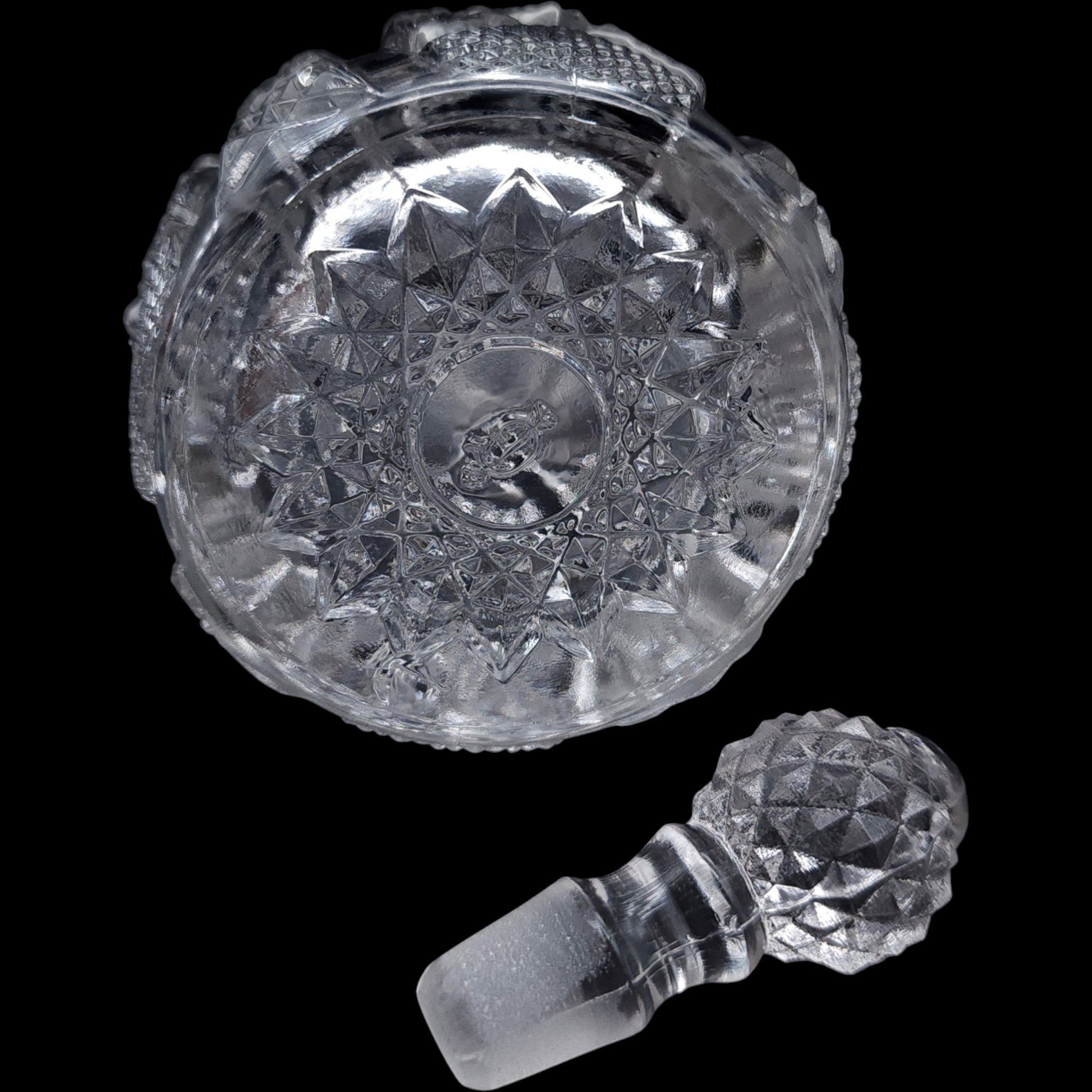 Imperial Glass Daisy and Button Clear Glass Cruet & Stopper