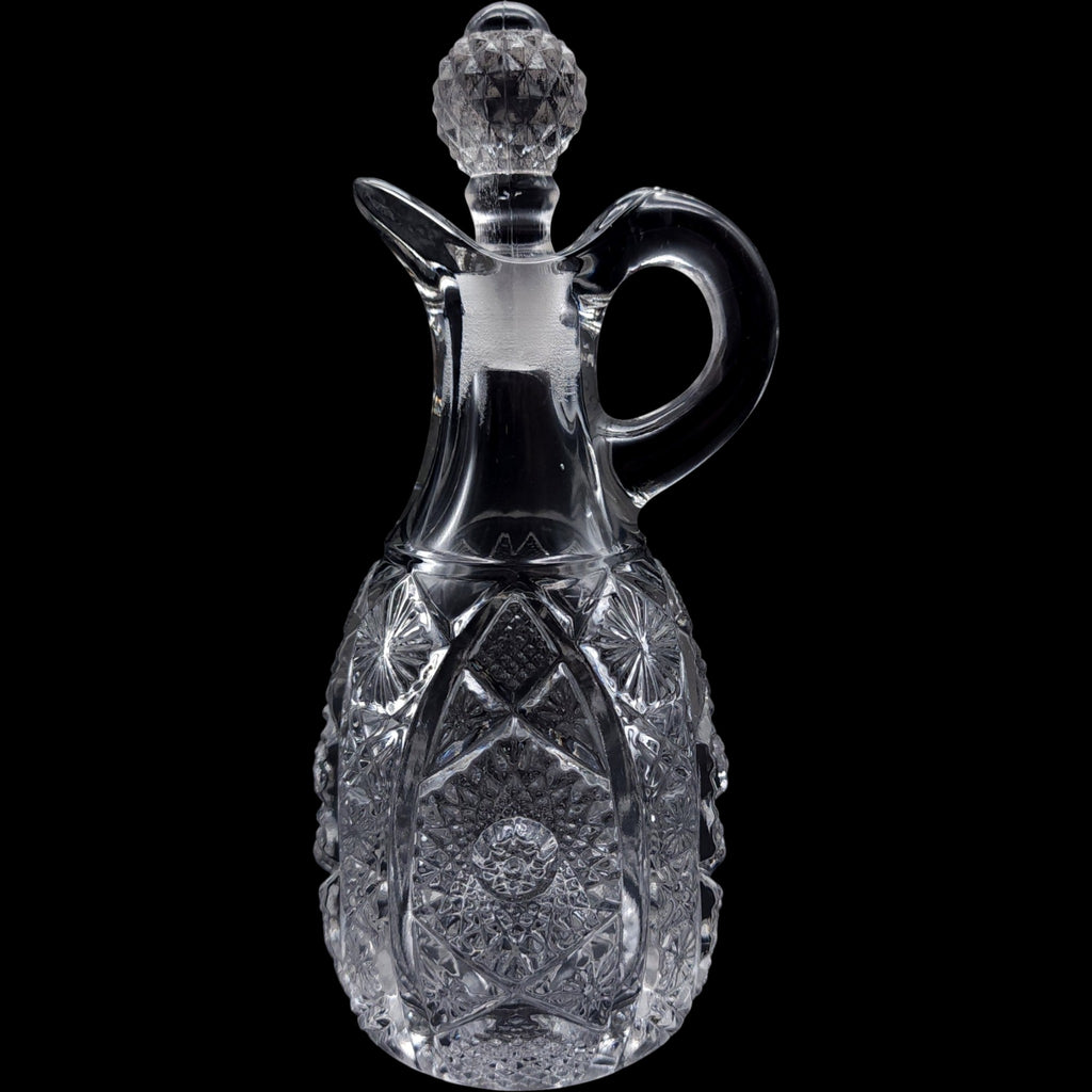 Imperial Glass Daisy and Button Clear Glass Cruet & Stopper
