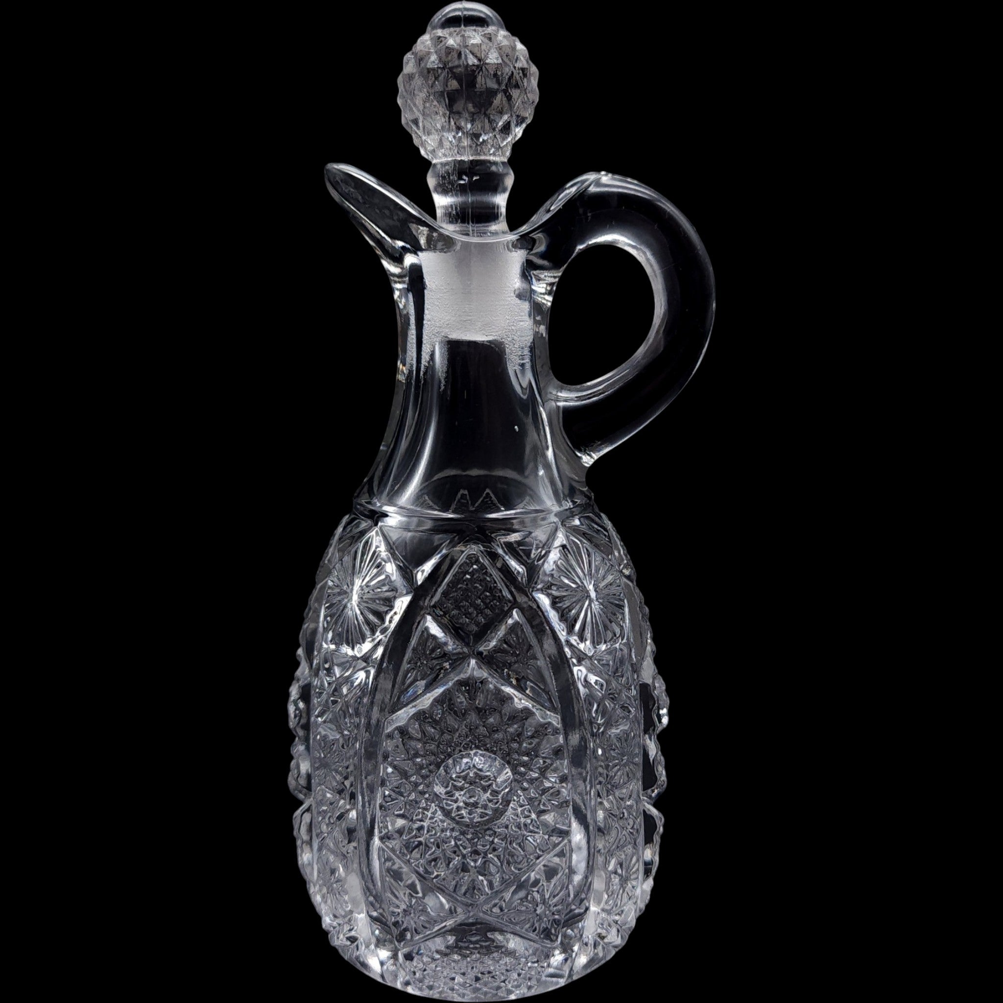 Imperial Glass Daisy and Button Clear Glass Cruet & Stopper