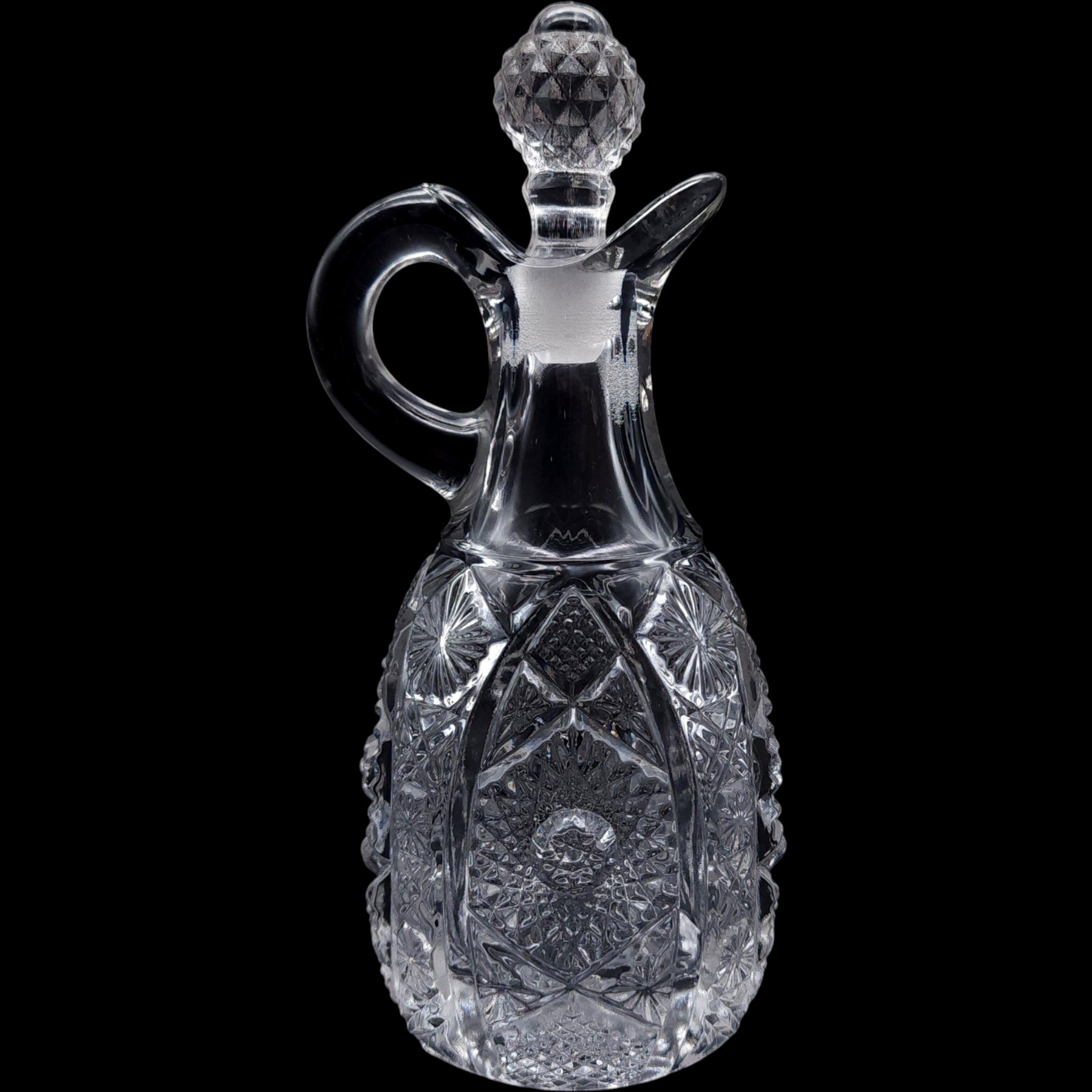 Imperial Glass Daisy and Button Clear Glass Cruet & Stopper