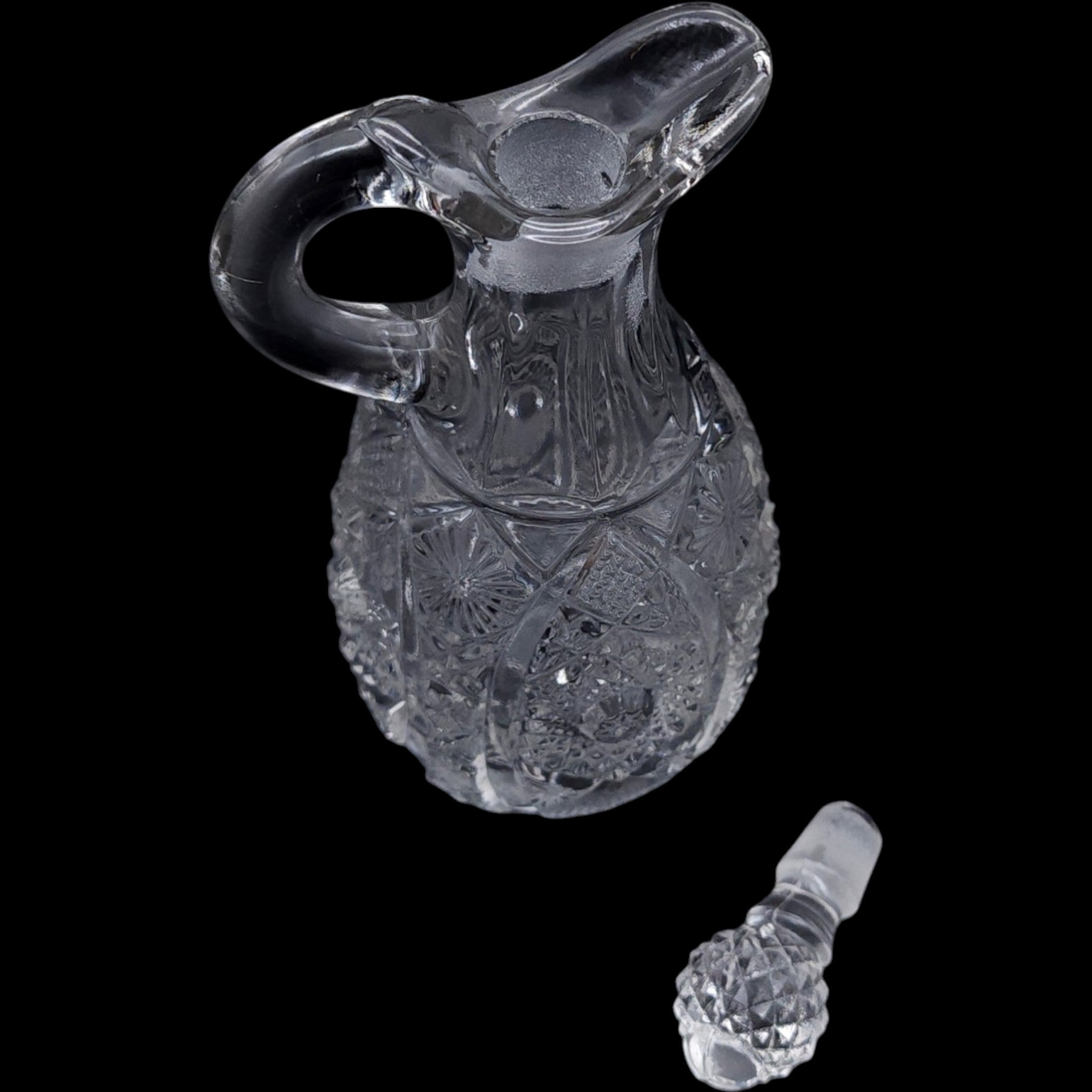 Imperial Glass Daisy and Button Clear Glass Cruet & Stopper