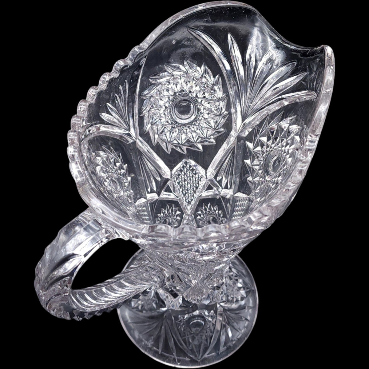 Imperial Glass Ohio Clear EAPG Pinwheel Cut Glass Pitcher