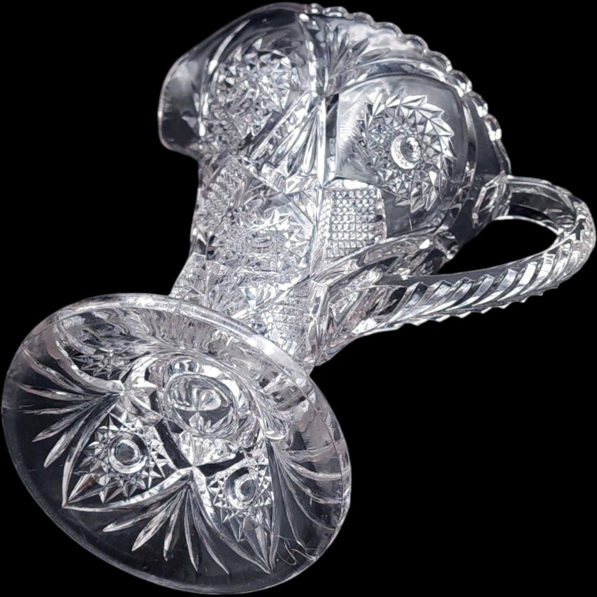 Imperial Glass Ohio Clear EAPG Pinwheel Cut Glass Pitcher