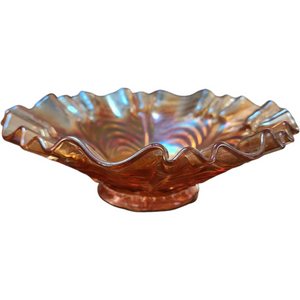 Imperial Glass-Ohio Arcs Marigold Swags Panel Carnival Ruffled Bowl