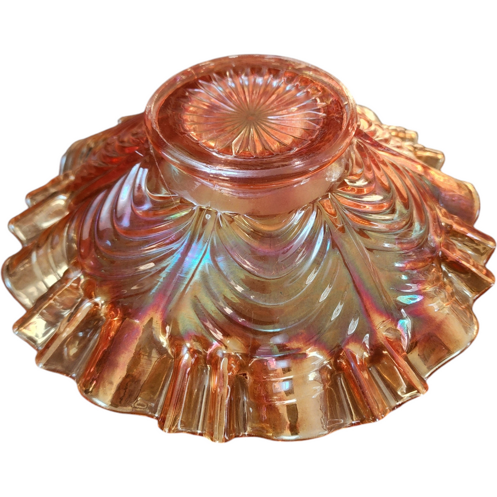 Imperial Glass-Ohio Arcs Marigold Swags Panel Carnival Ruffled Bowl