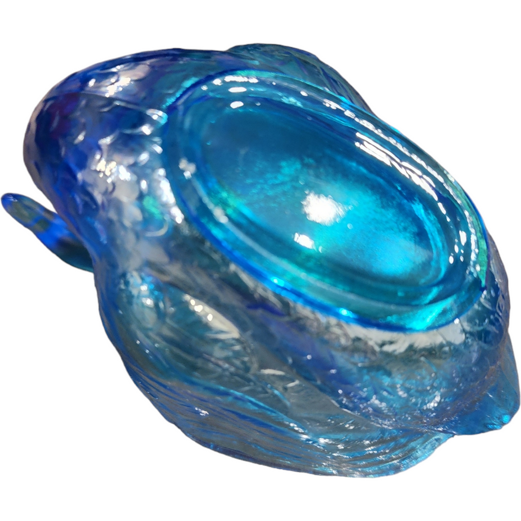 Imperial Glass-Ohio Blue Opalescent Iridescent Open Swan Dish