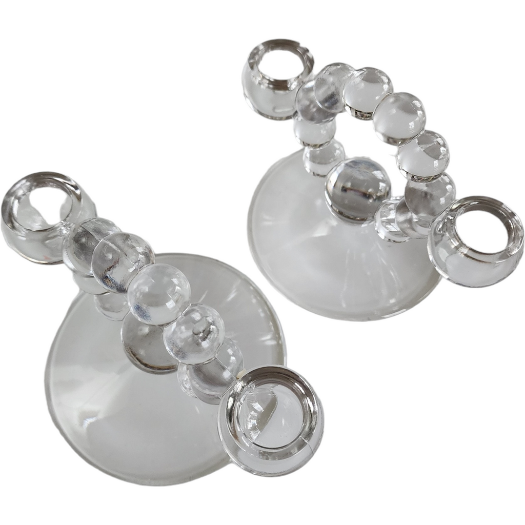 Imperial Glass-Ohio Candlewick Clear Double Light Candlestick Holders Set of 2