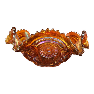 Imperial Glass-Ohio Fashion Marigold Carnival Ruffled Punch Bowl