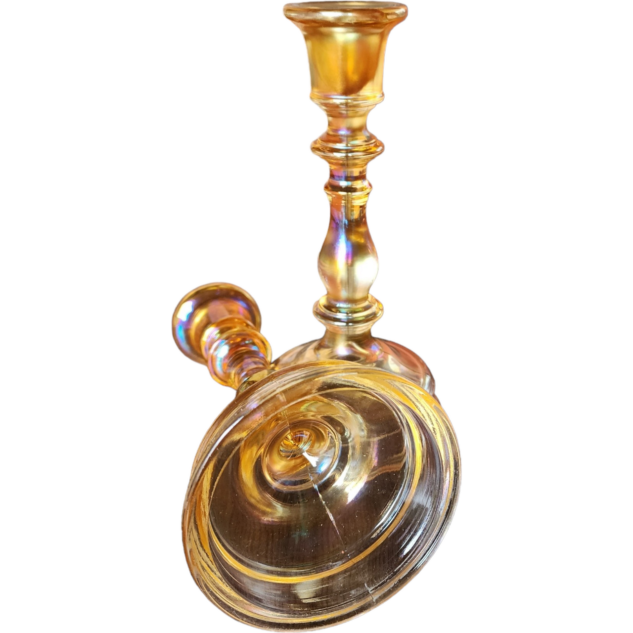 Imperial Glass-Ohio Marigold Candlestick Holders Set of Two