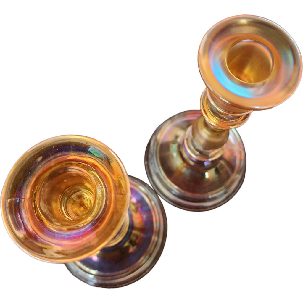 Imperial Glass-Ohio Marigold Candlestick Holders Set of Two