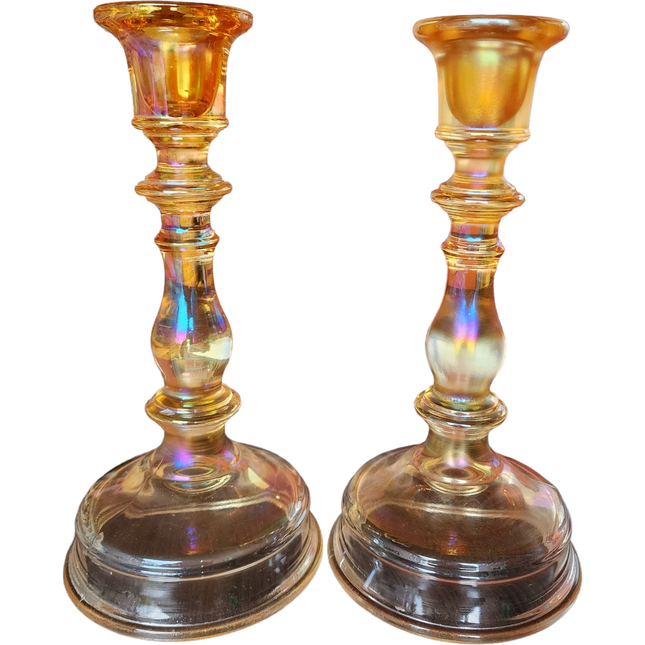 Imperial Glass-Ohio Marigold Candlestick Holders Set of Two