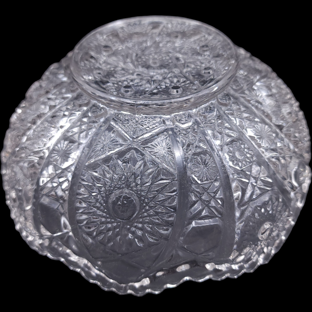 Imperial Glass-Ohio Nucut Daisy and Button Clear Design Round Bowl