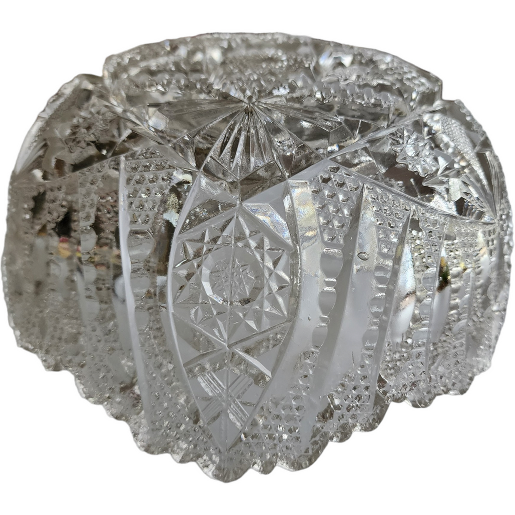 Imperial Glass-Ohio Nucut Star Cane Clear Pressed Glass Round Bowl