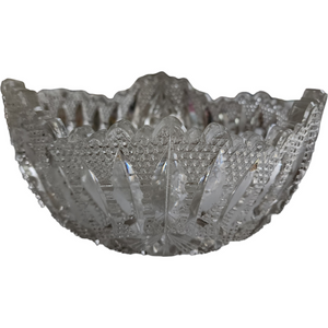 Imperial Glass-Ohio Nucut Star Cane Clear Pressed Glass Round Bowl