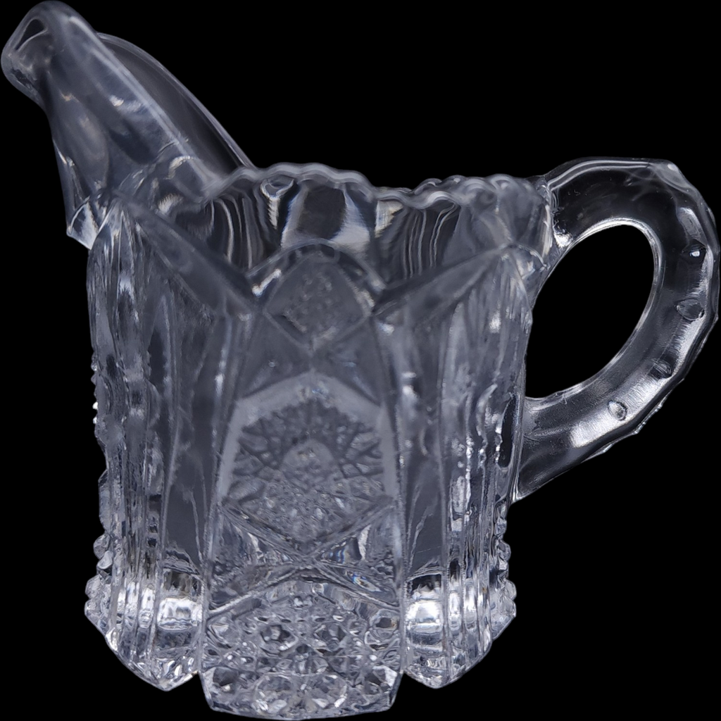 Imperial Glass-Ohio Nucut  Star & Fan Design Creamer and Open Sugar Set