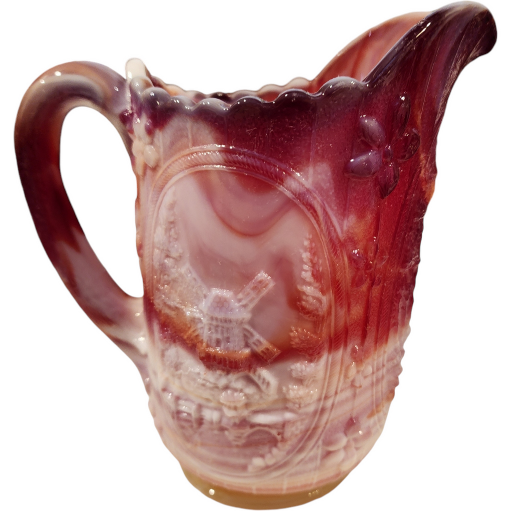 Imperial Glass-Ohio Windmill Red Slag Windmill Design Pint Pitcher