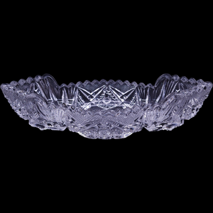 Imperial Glass Clear Ohio Nucut Star & Fan Design 7" Olive Dish