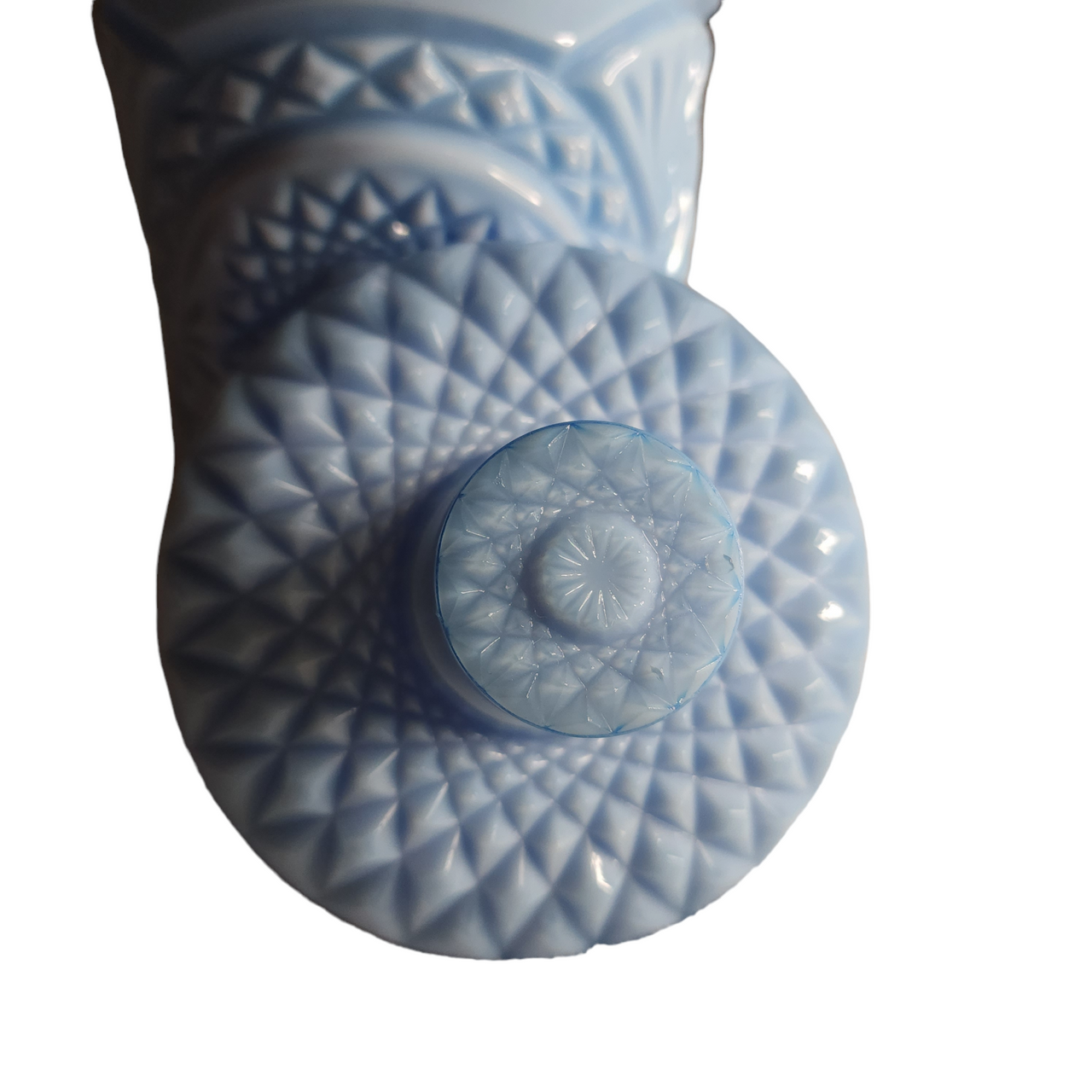 Imperial Glass Ohio Hobstar Blue Milkglass Cookie Jar & Lid