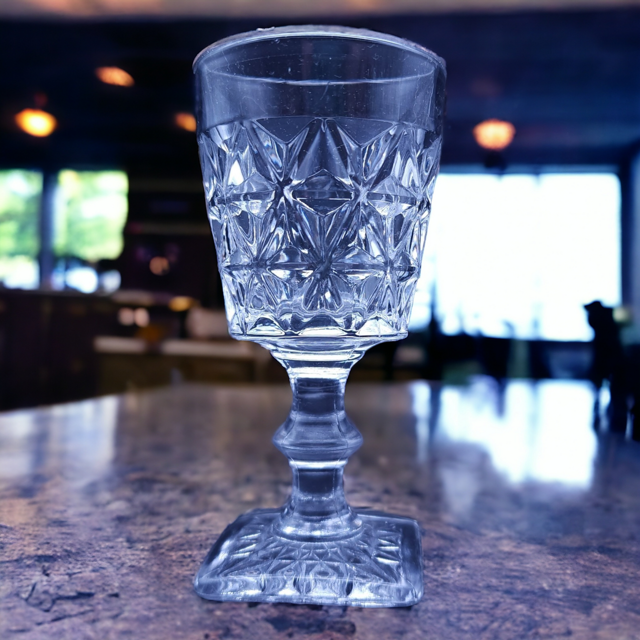 Imperial Glass Ohio Mt. Vernon Clear Crisscross Diamonds Wine Glass