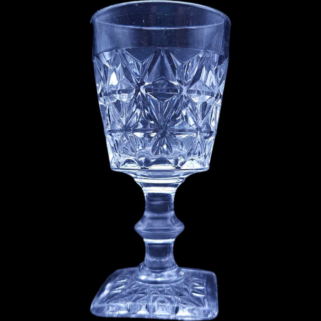 Imperial Glass Ohio Mt. Vernon Clear Crisscross Diamonds Wine Glass