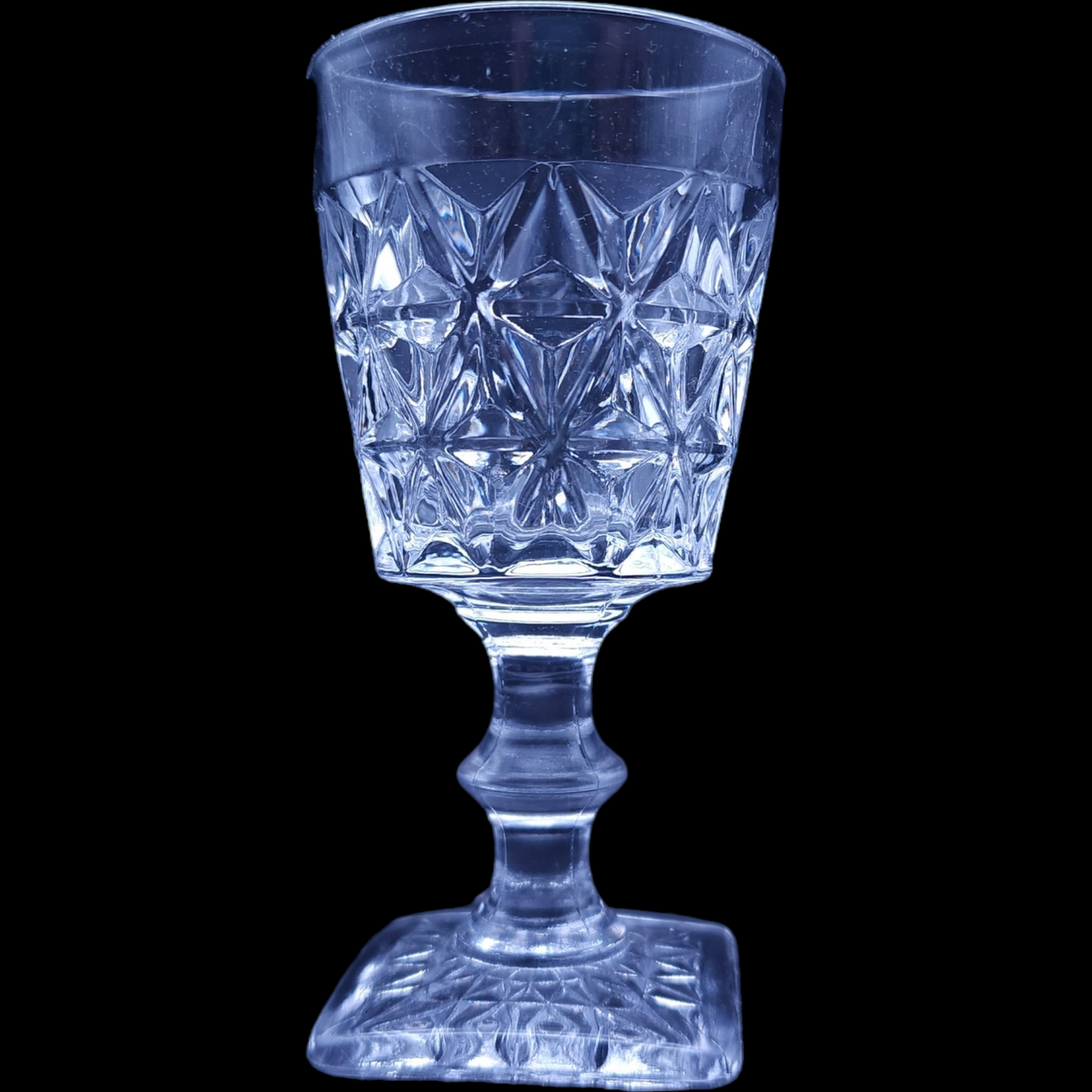 Imperial Glass Ohio Mt. Vernon Clear Crisscross Diamonds Wine Glass