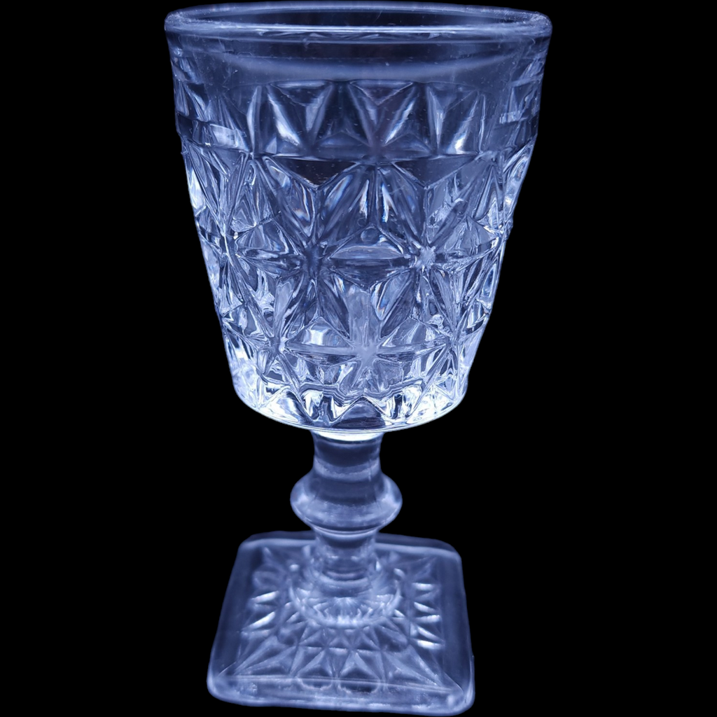 Imperial Glass Ohio Mt. Vernon Clear Crisscross Diamonds Wine Glass
