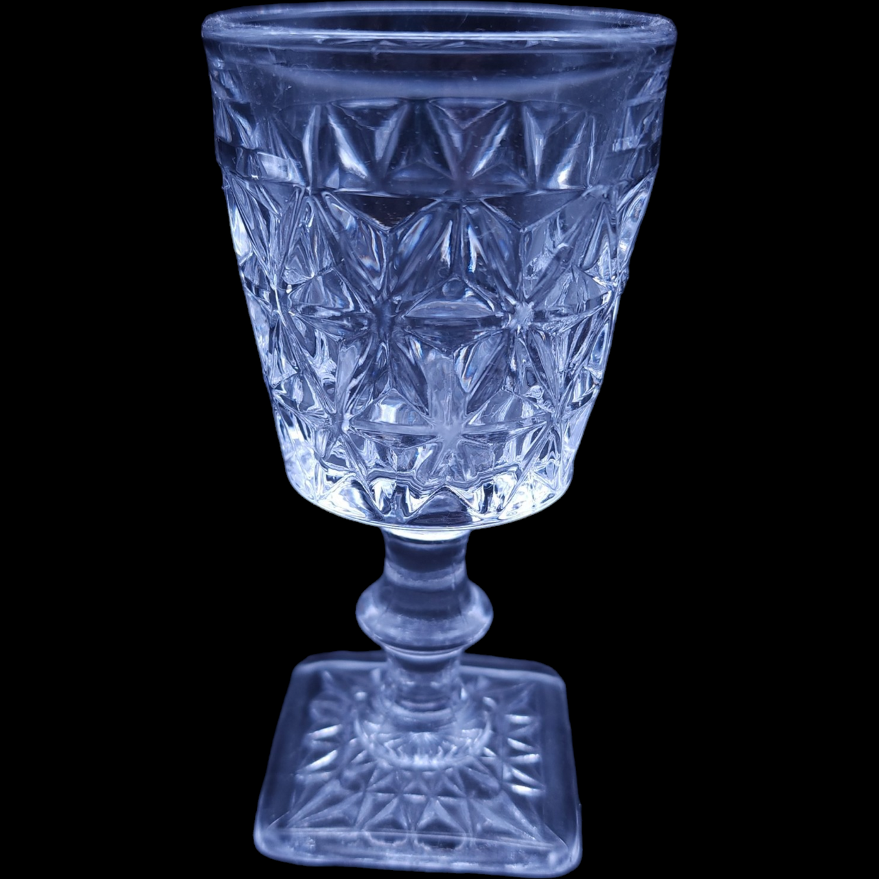Imperial Glass Ohio Mt. Vernon Clear Crisscross Diamonds Wine Glass