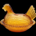 Indiana Glass Amber Glass Hen on Nest Covered Candy Dish