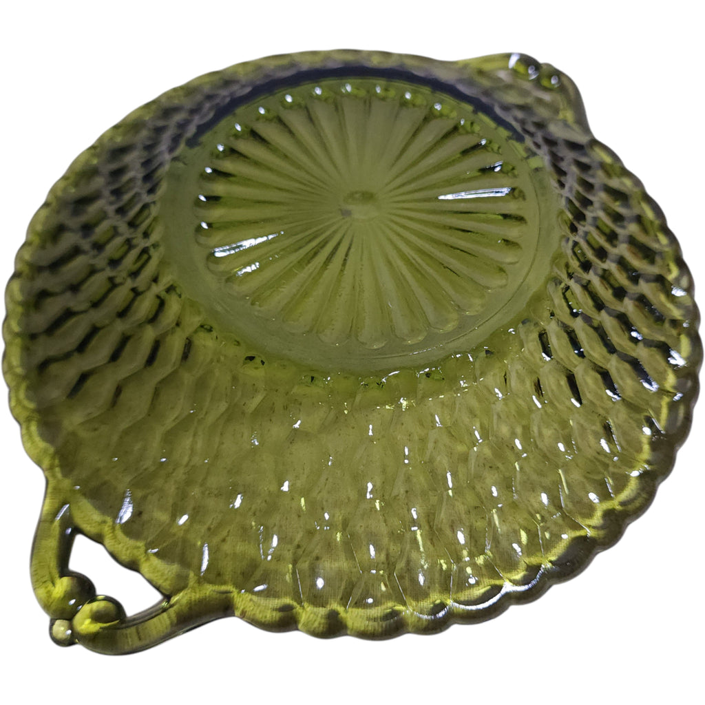 Indiana Glass Green Honeycomb 9.24" Relish Bowl with Handles