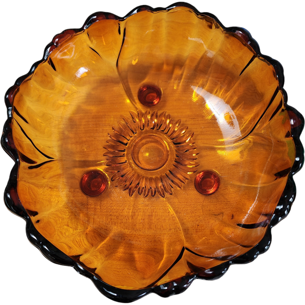 Indiana Glass Amber Sunflower Footed Centerpiece Bowl