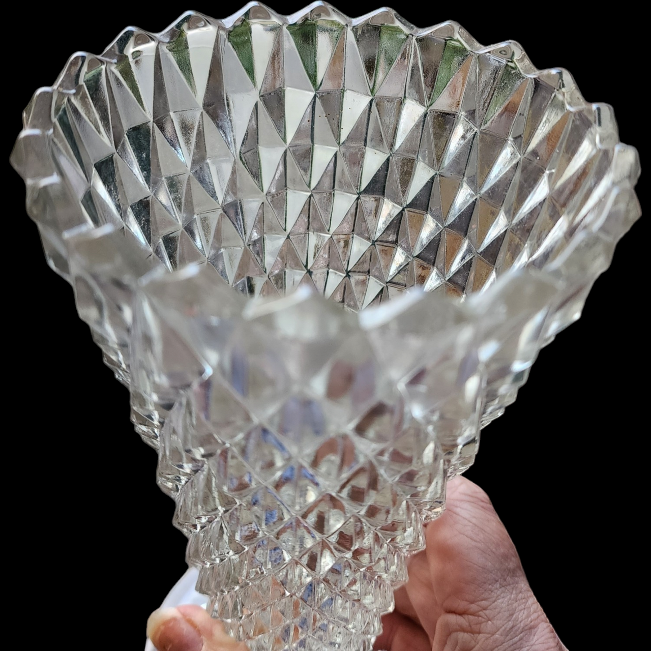 Indiana Glass Diamond Point Clear Bud Vase