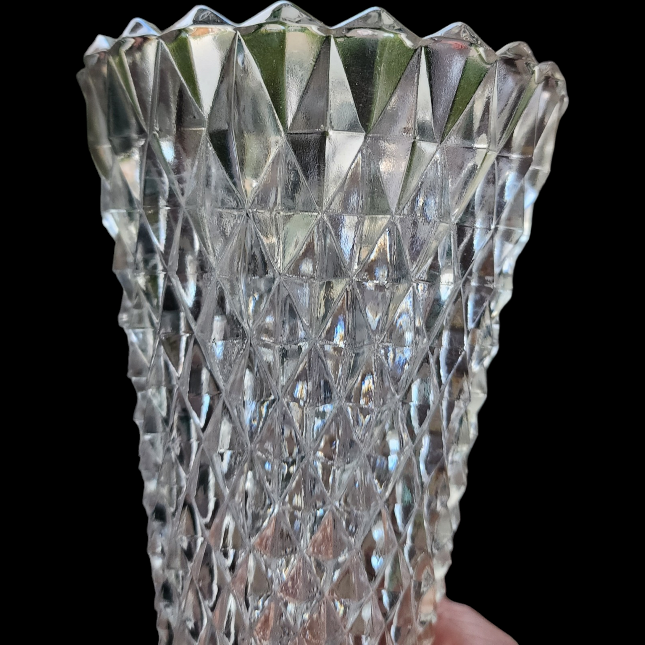 Indiana Glass Diamond Point Clear Bud Vase