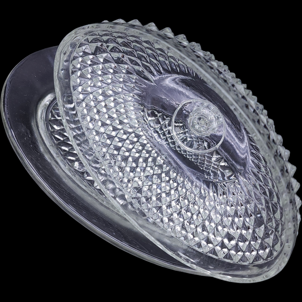 Indiana Glass Diamond Point Clear Oval Covered Butter